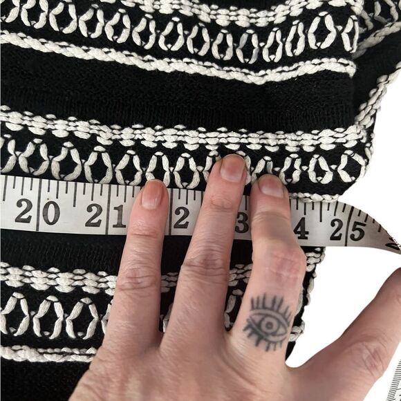 NIC+ZOE Women's Celestial Sweater black and white cotton 3/4 sleeve lightweight - Picture 7 of 12